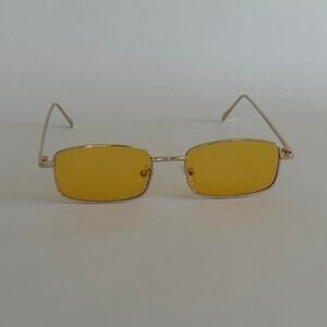Y2K Retro Square Sunglasses – Small Frame Yellow Lenses, Unisex, UVA UVB, New